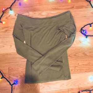 Olive green off the shoulder shirt